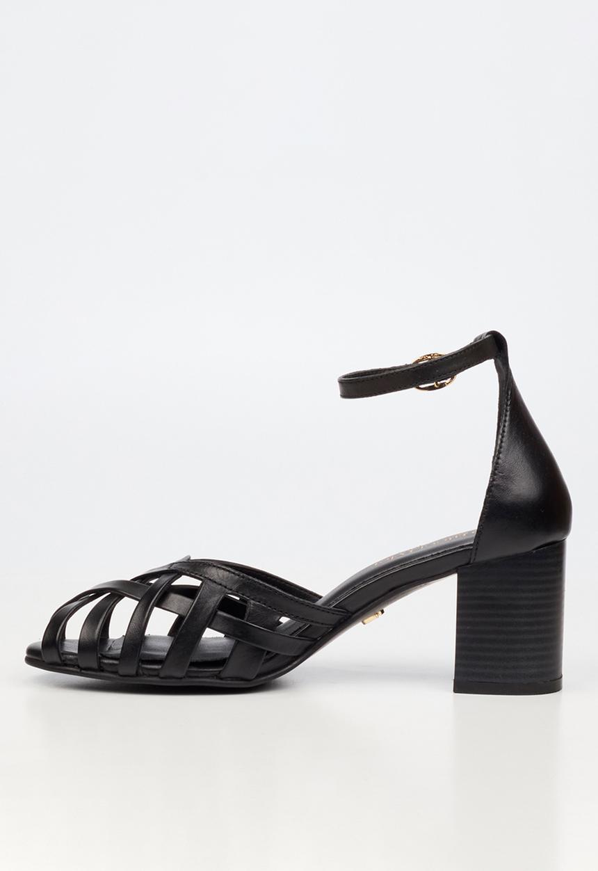 Nicci Tyler - Renata 1 Leather Strappy Block Heel - Black