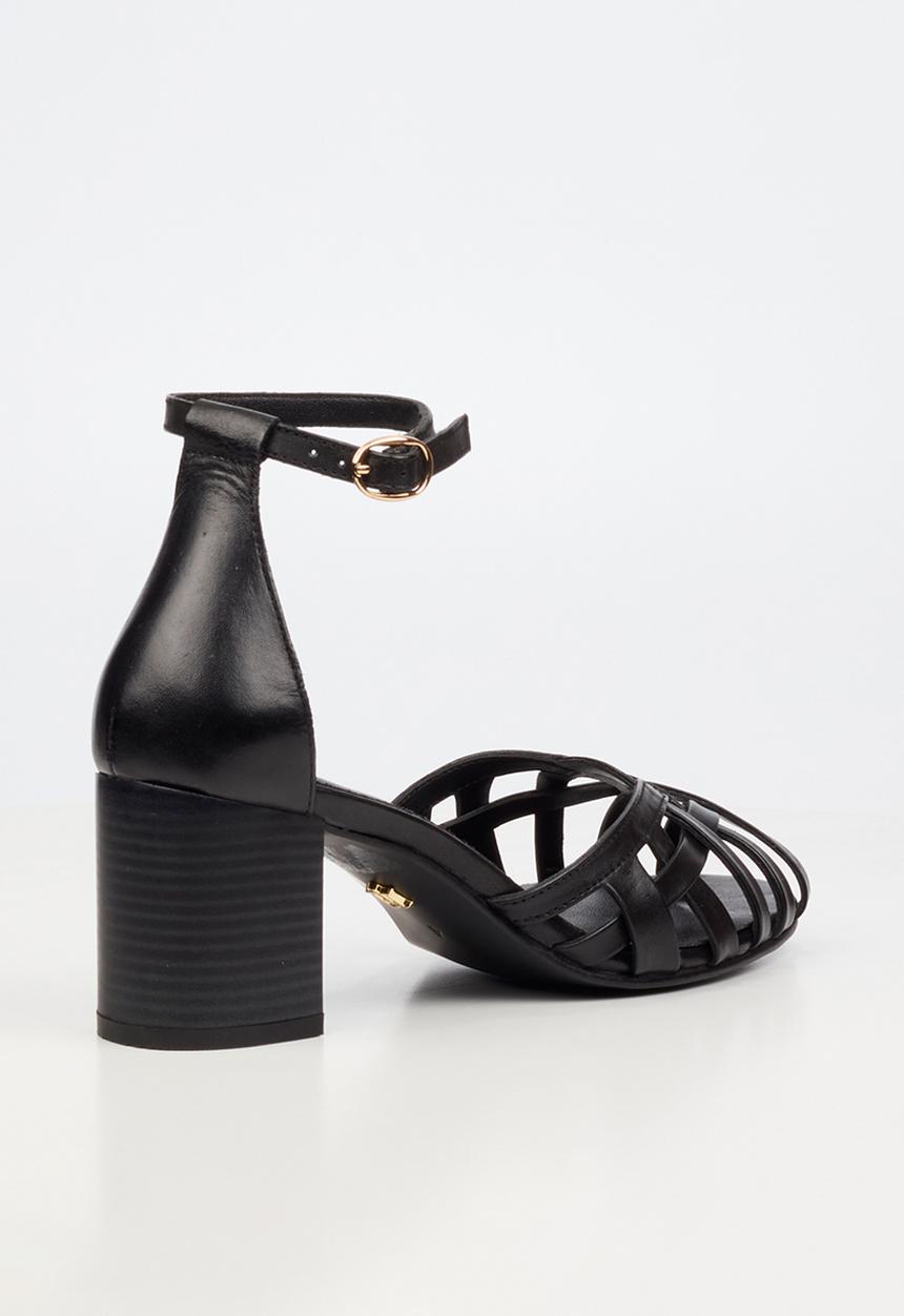 Nicci Tyler - Renata 1 Leather Strappy Block Heel - Black