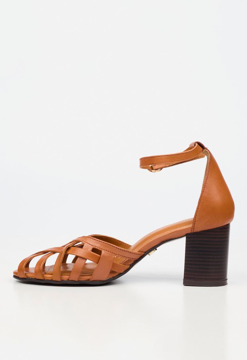 Nicci Tyler - Renata 1 Leather Strappy Block Heel - Tan