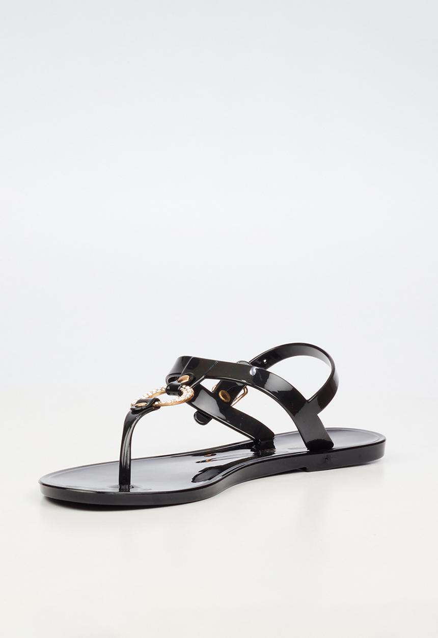 Viabeach - Birdy 1 diamante trim jelly sandal - black