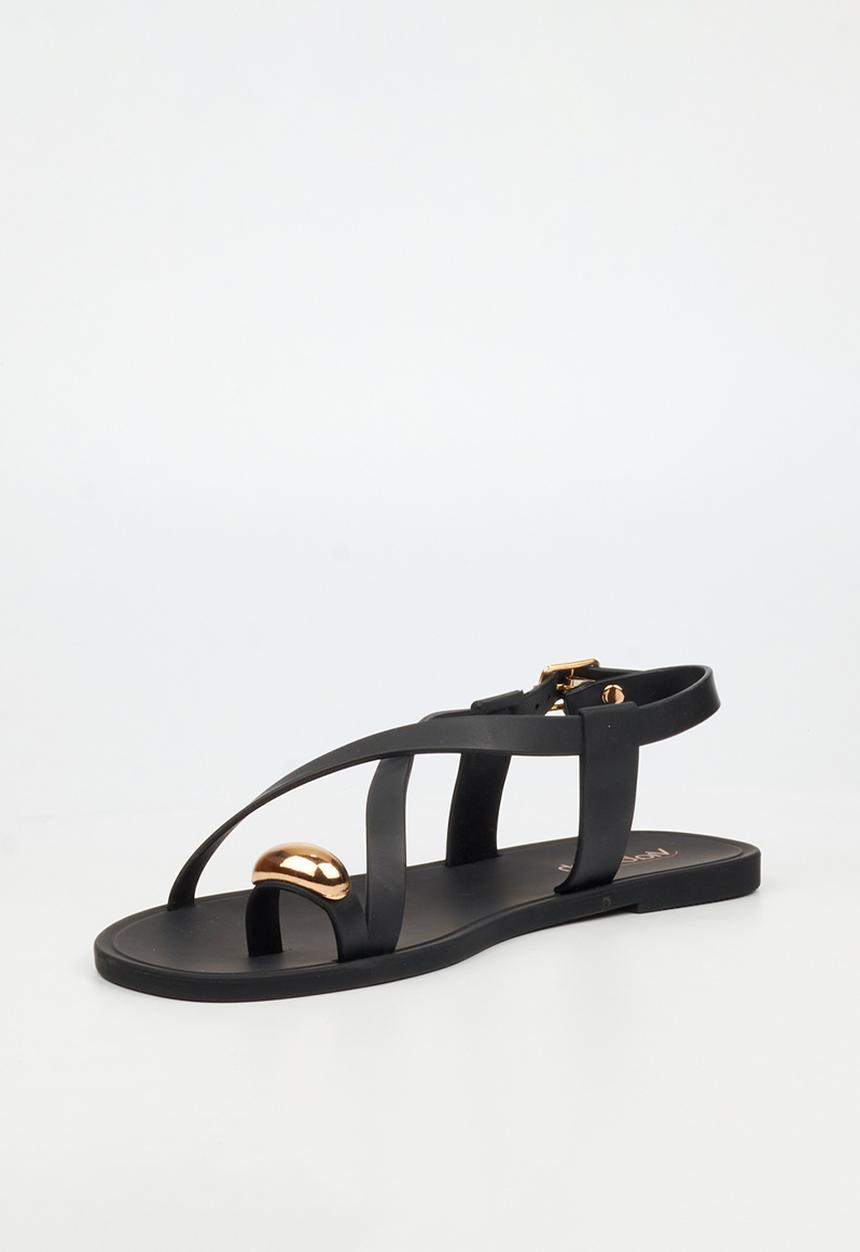 Viabeach - Kenzy 2 gold trim jelly sandal - black