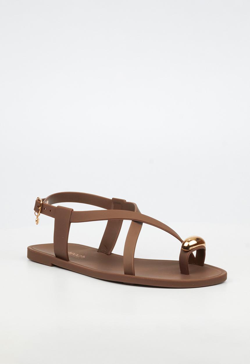 Viabeach - Kenzy 2 gold trim jelly sandal - chocolate