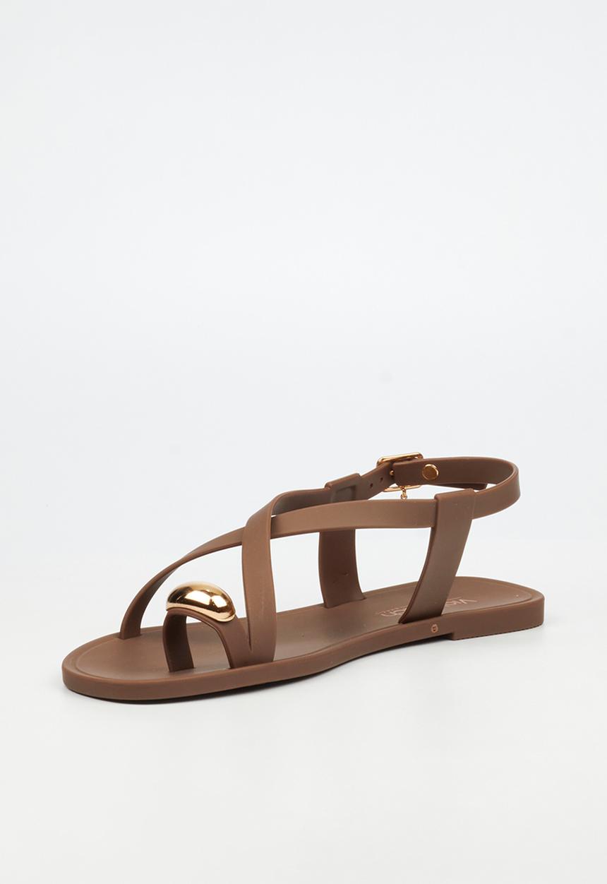 Viabeach - Kenzy 2 gold trim jelly sandal - chocolate