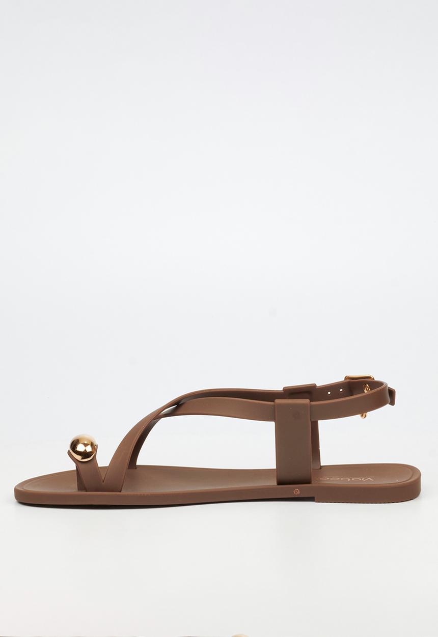 Viabeach - Kenzy 2 gold trim jelly sandal - chocolate