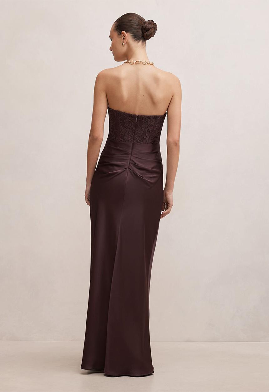 Forever New - Ivy lace corset drape maxi dress in dark chocolate