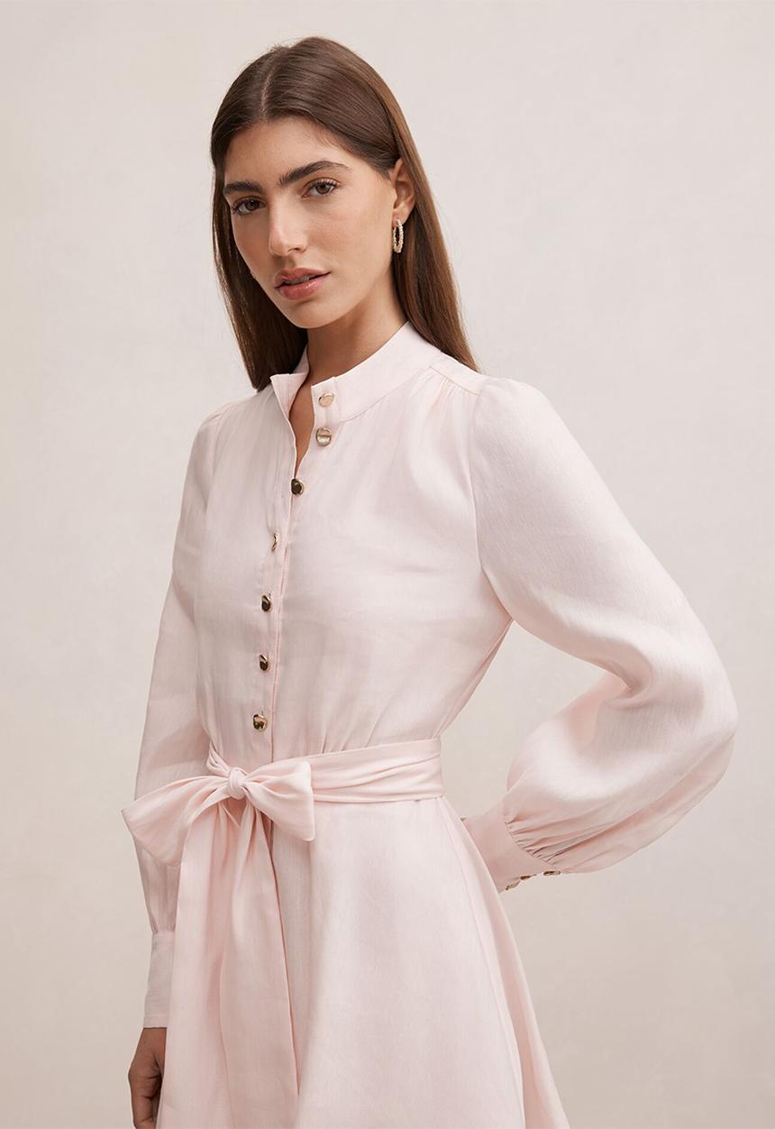 Forever New - Elari high neck button mini dress - rosewater