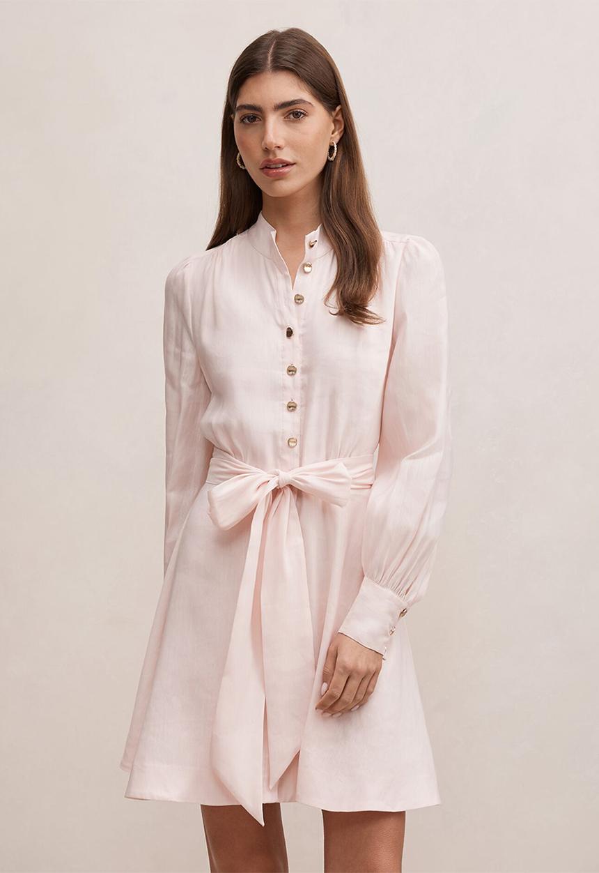 Forever New - Elari high neck button mini dress - rosewater