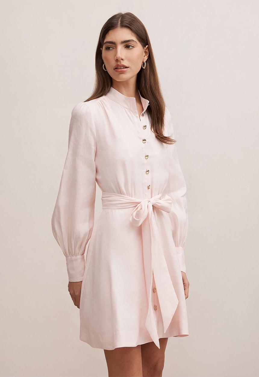 Forever New - Elari high neck button mini dress - rosewater