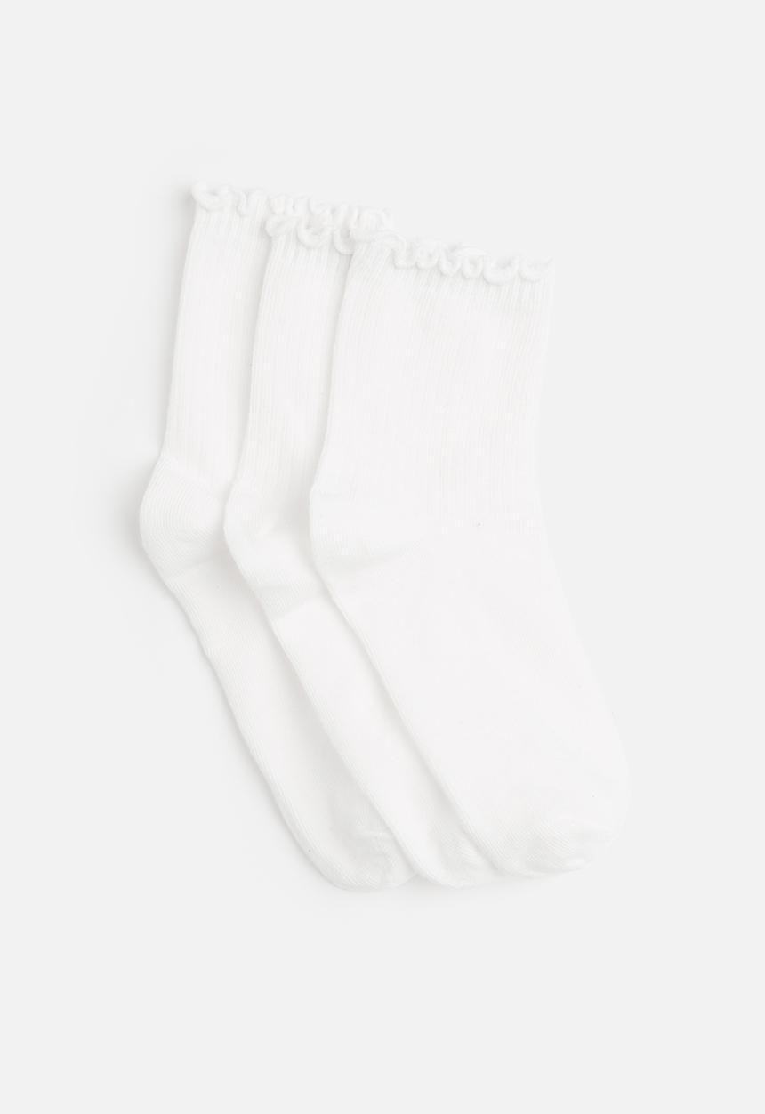 Tessa Design - 3 Pack frill trim socks - white