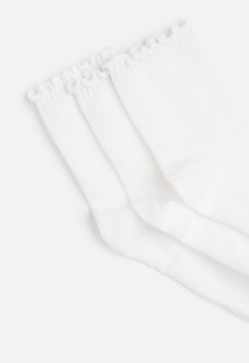 Tessa Design - 3 Pack frill trim socks - white