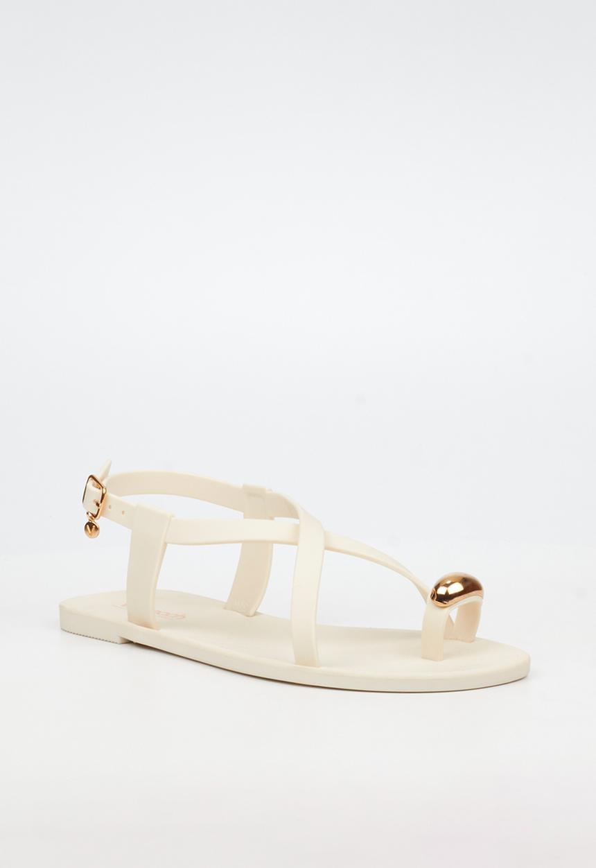 Viabeach - Kenzy 2 gold trim jelly sandal - ivory