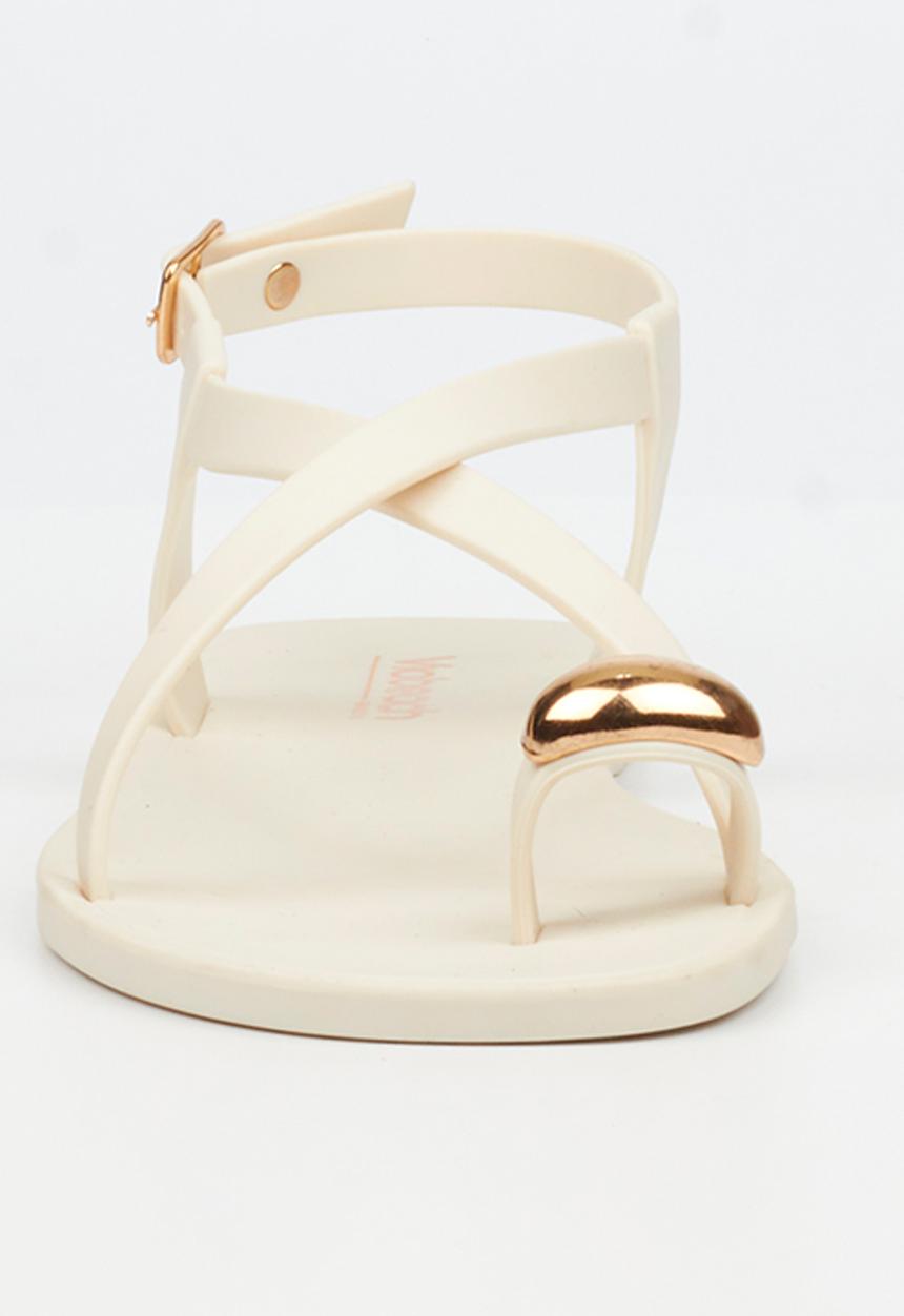 Viabeach - Kenzy 2 gold trim jelly sandal - ivory