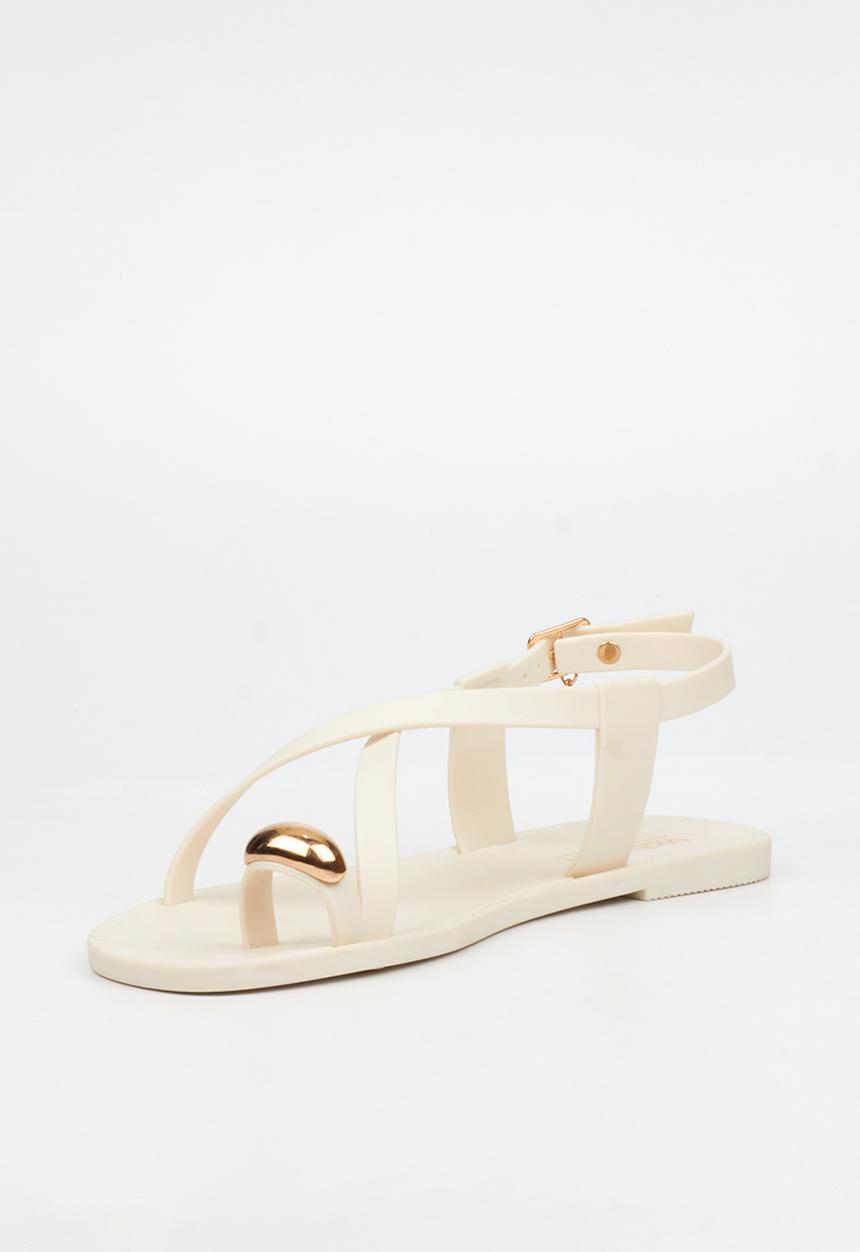 Viabeach - Kenzy 2 gold trim jelly sandal - ivory