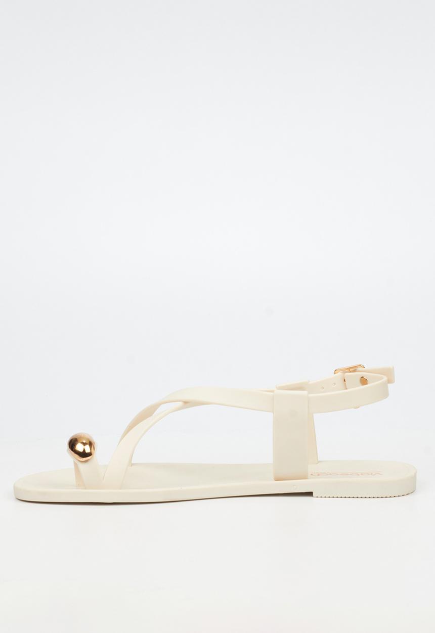 Viabeach - Kenzy 2 gold trim jelly sandal - ivory