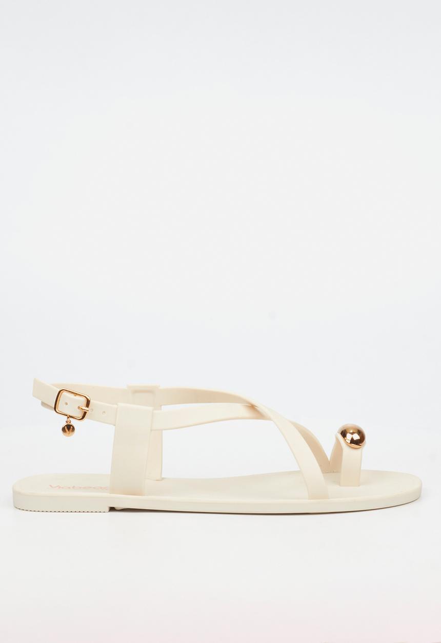 Viabeach - Kenzy 2 gold trim jelly sandal - ivory