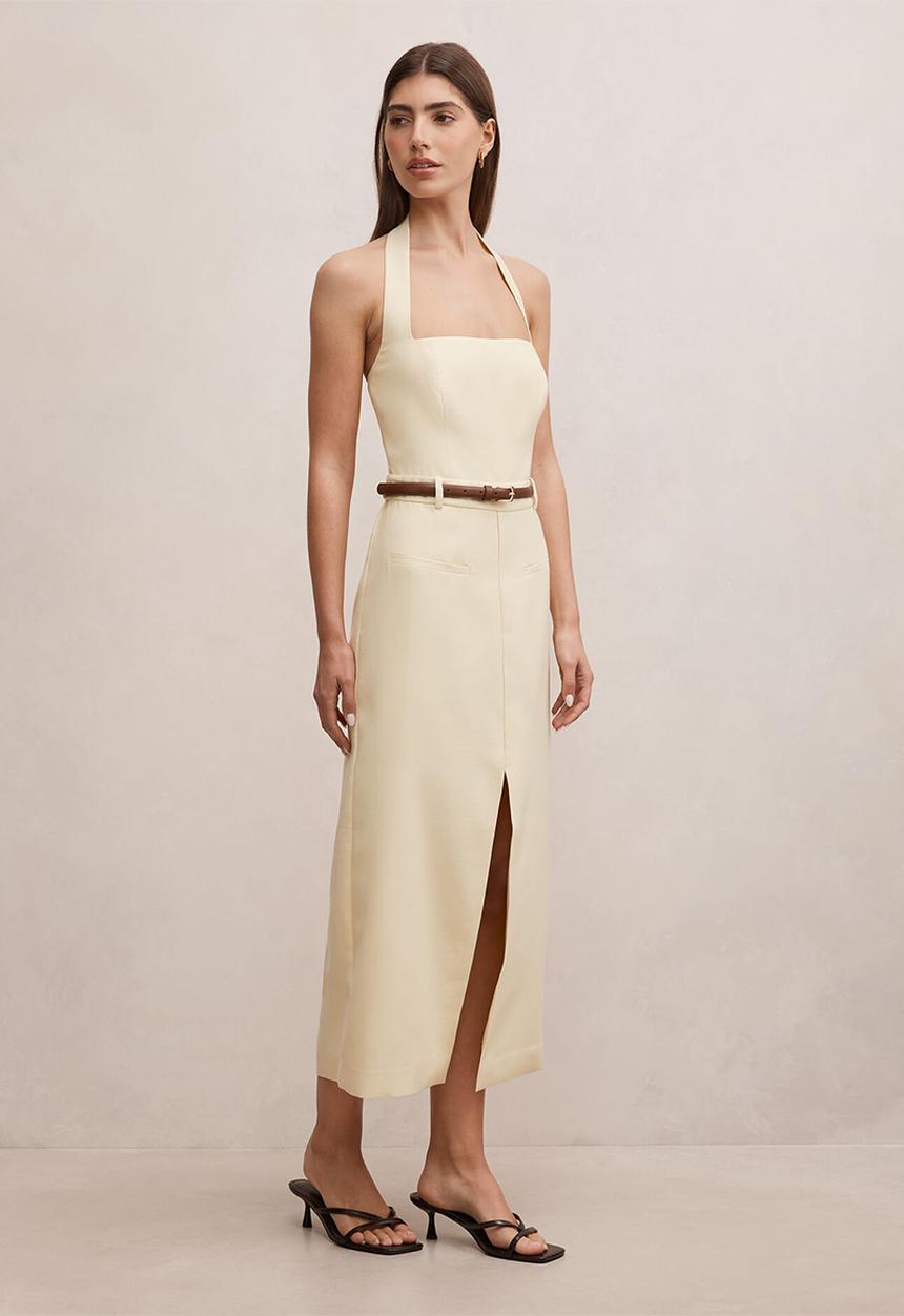 Forever New - Sara tailored column midi dress in spring daffodil