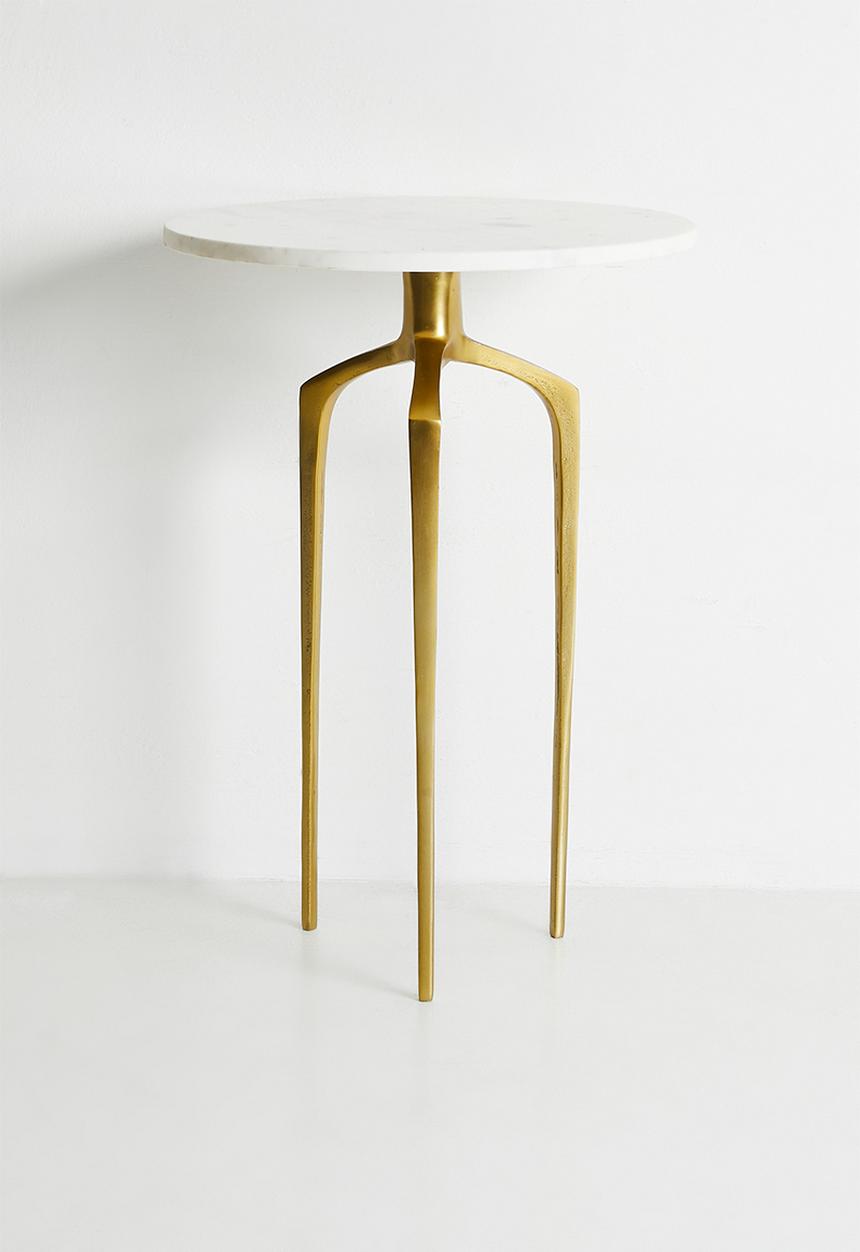 Sixth Floor - Vera Gold & Marble Side Table - white