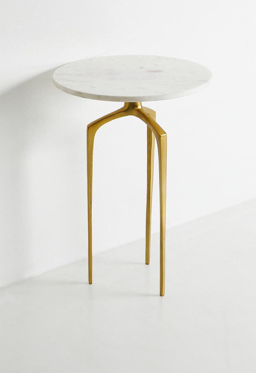 Sixth Floor - Vera Gold & Marble Side Table - white