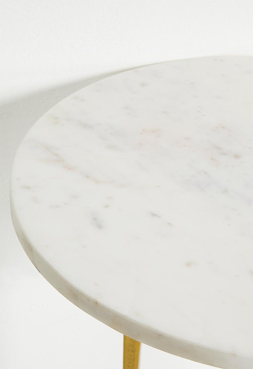 Sixth Floor - Vera Gold & Marble Side Table - white