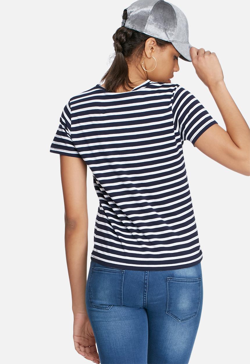 Daisy Street - Stripe rainbow patch tee