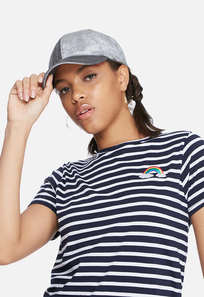 Daisy Street - Stripe rainbow patch tee