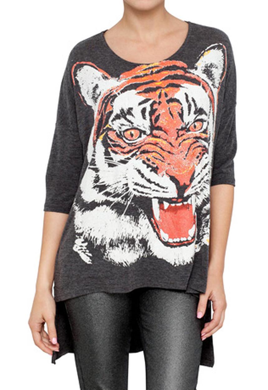 MINKPINK Fashion - Tiger Army Slouch Tee – Charcoal Marl