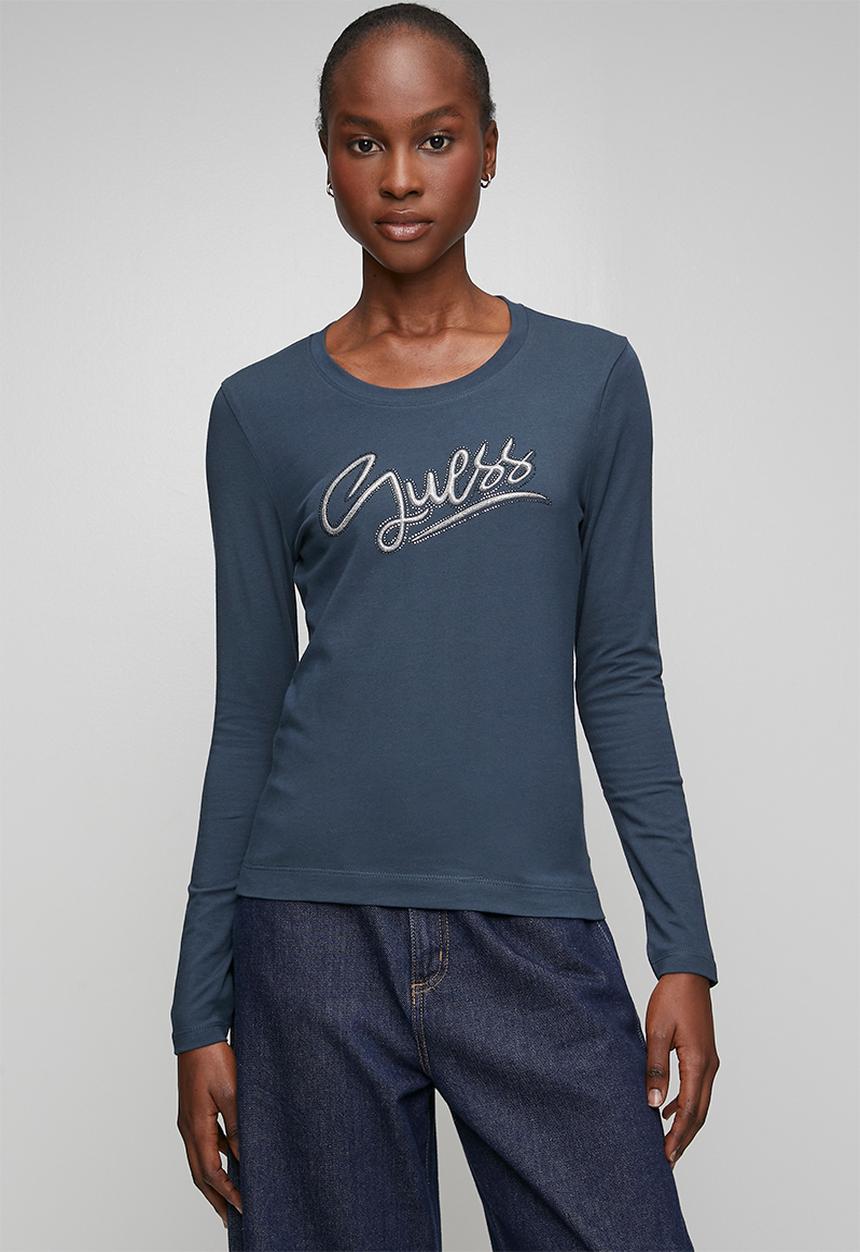 GUESS - Ls Cn Guess Script Tee - Moonlit Night
