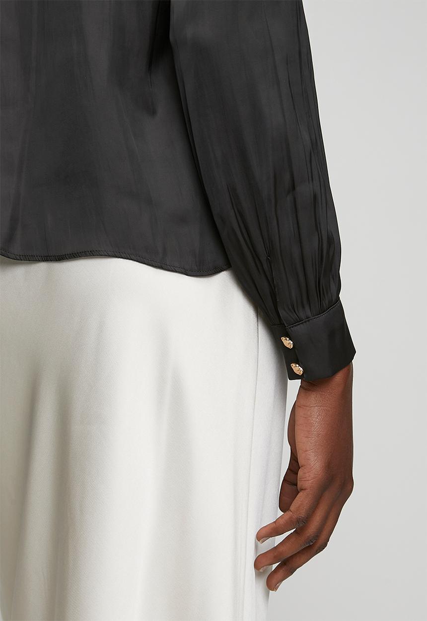New Look - Judy Satin Btn High Neck Blouse - Black