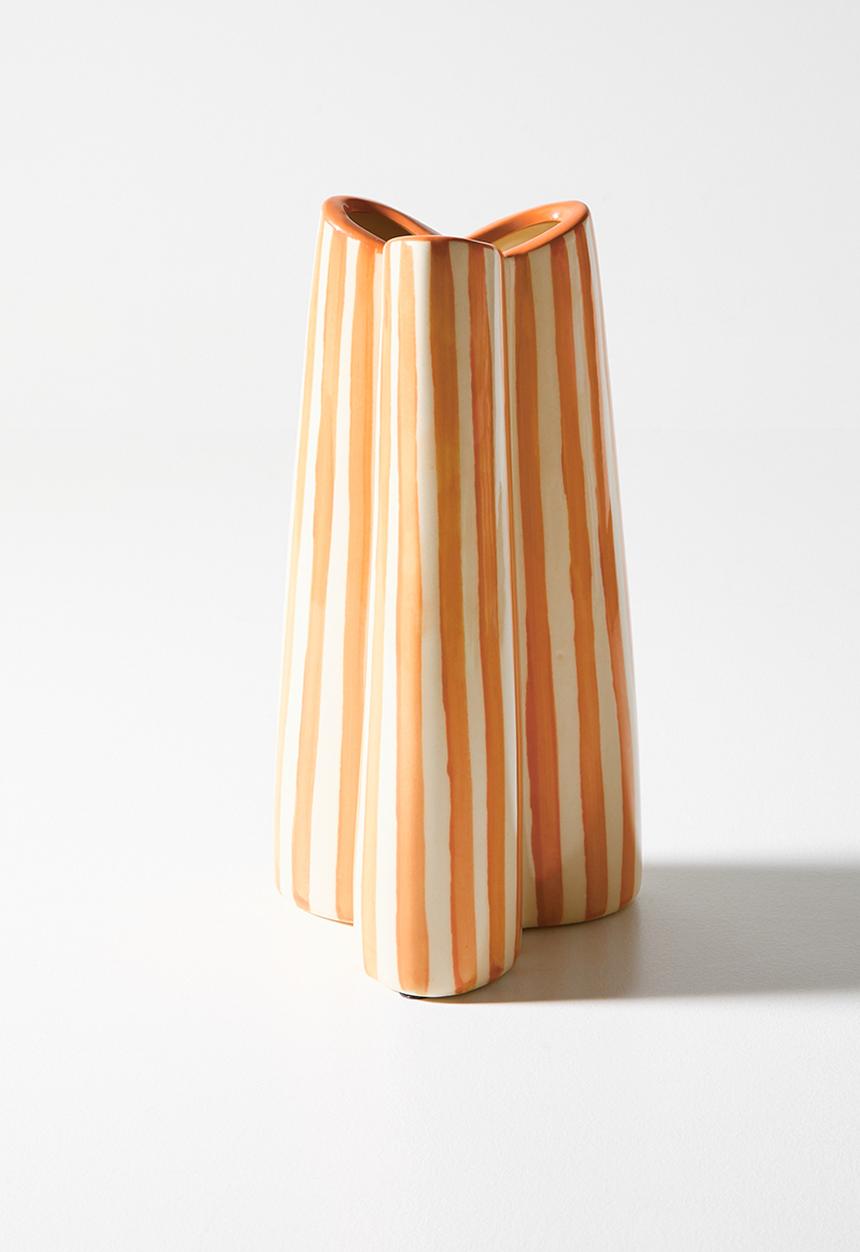 Sixth Floor - Stoneware Stripes Vase - Orange