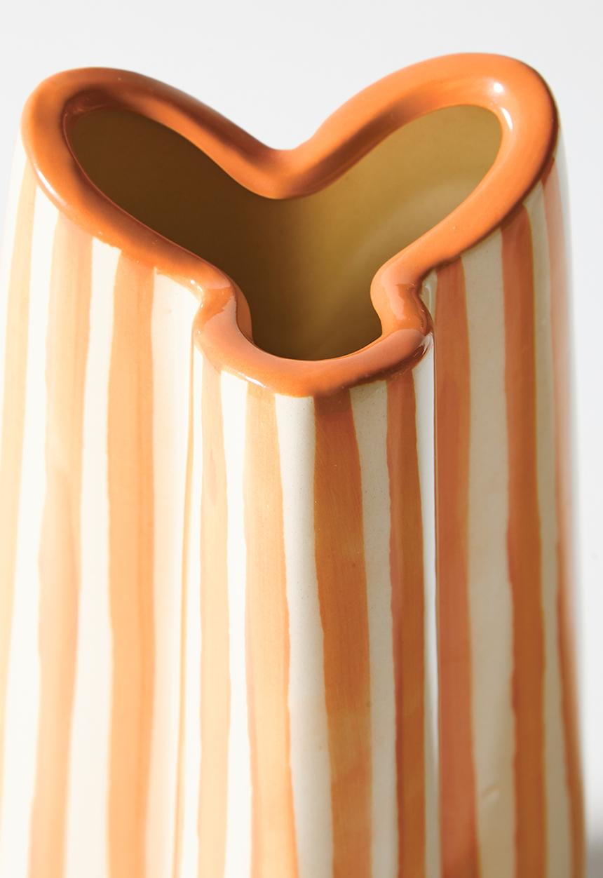 Sixth Floor - Stoneware Stripes Vase - Orange