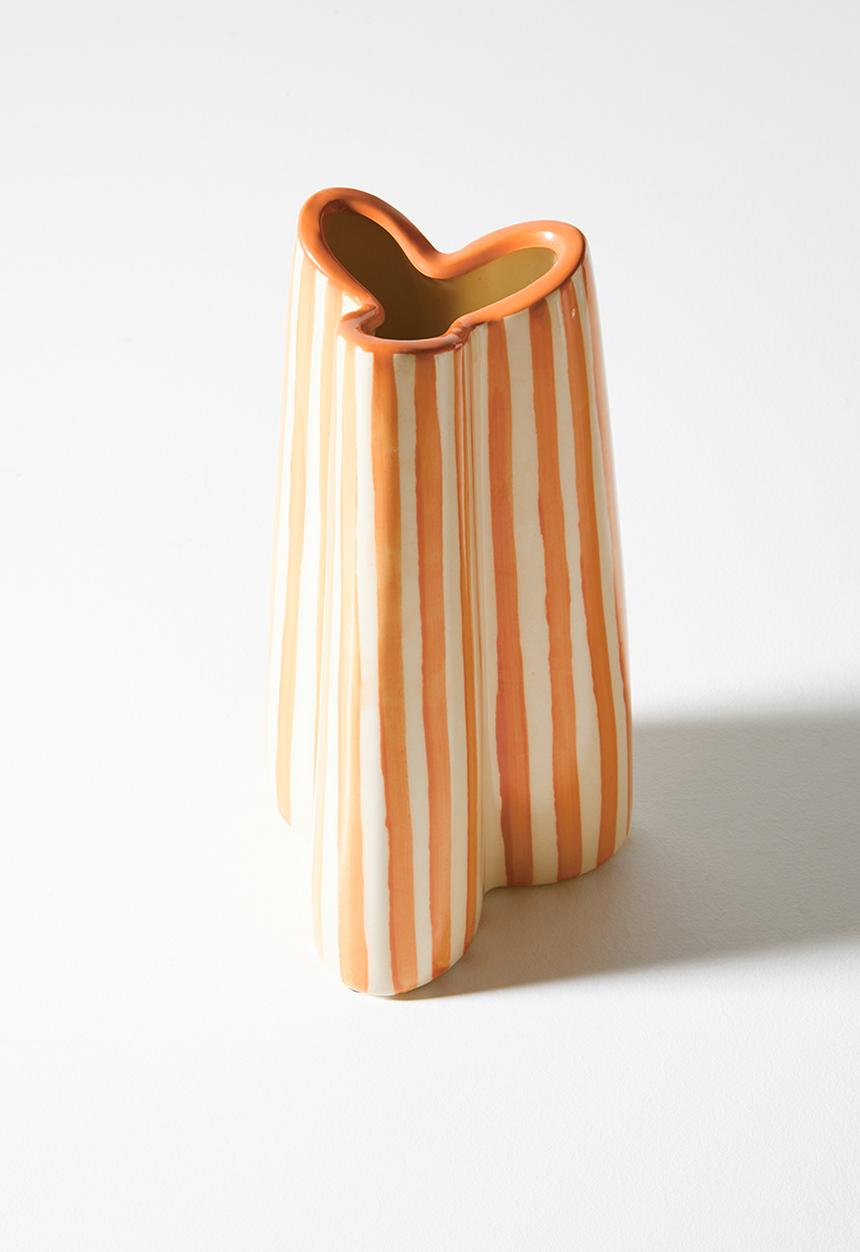 Sixth Floor - Stoneware Stripes Vase - Orange