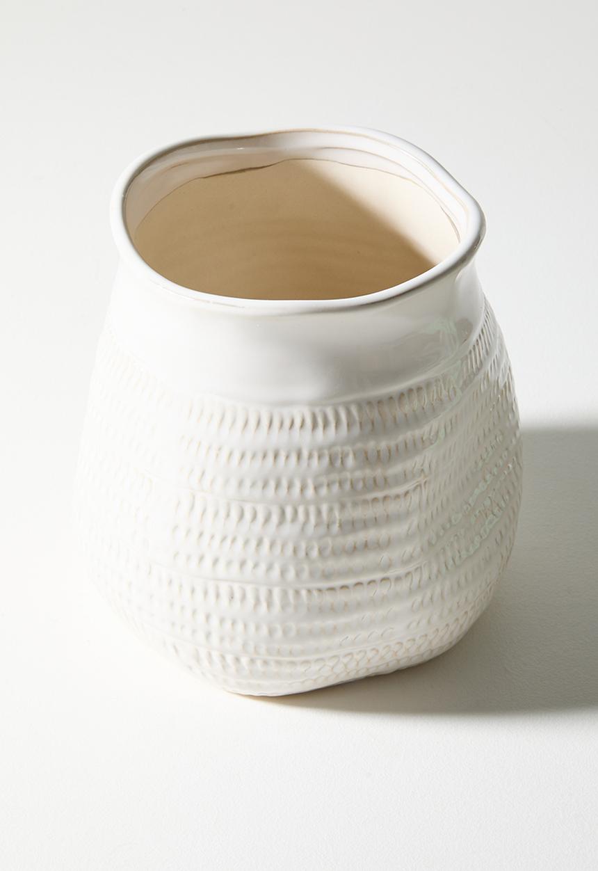 Sixth Floor - Stoneware Textured Vase - White