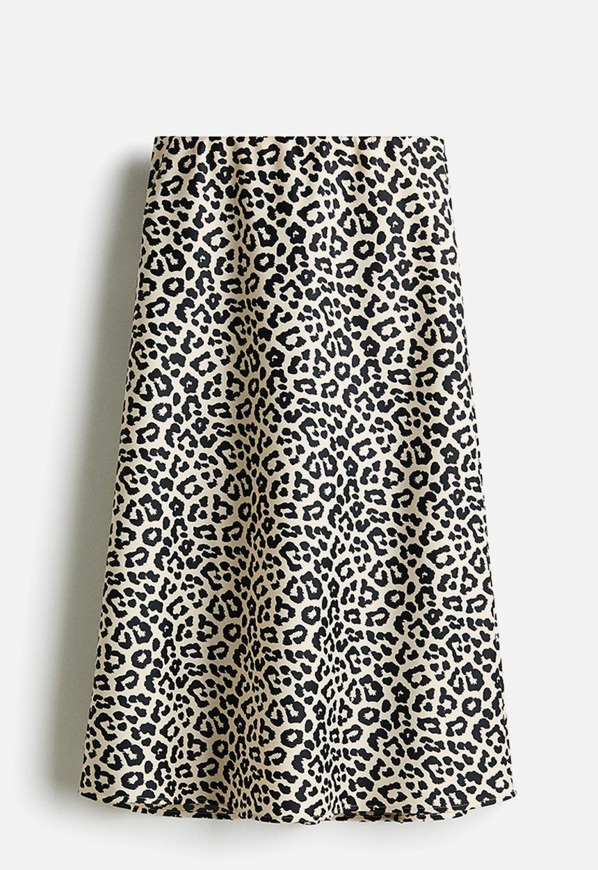 H&M - Midi skirt - cream/leopard print