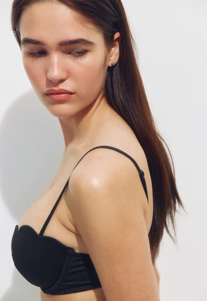 H&M - Padded balconette bikini top - black