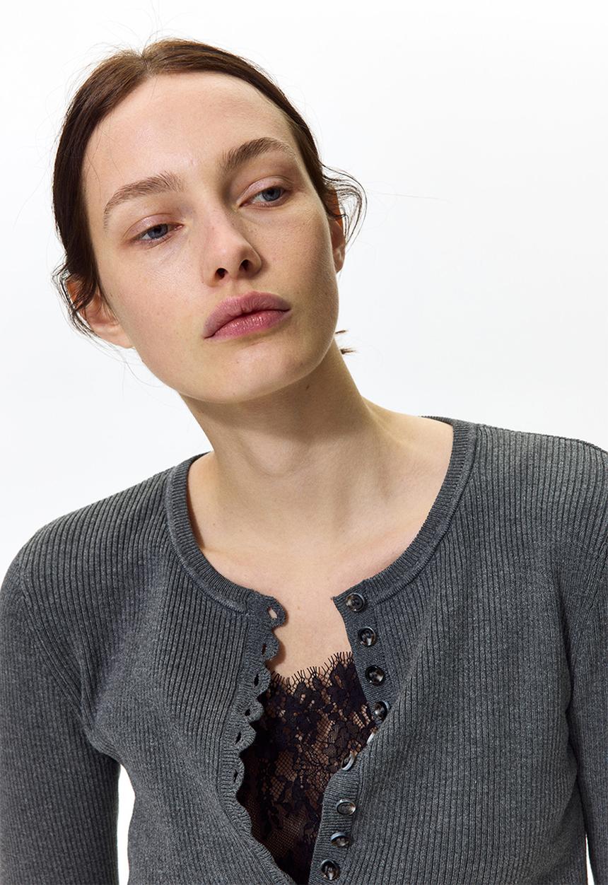 H&M - Ribbed cardigan - dark grey marl