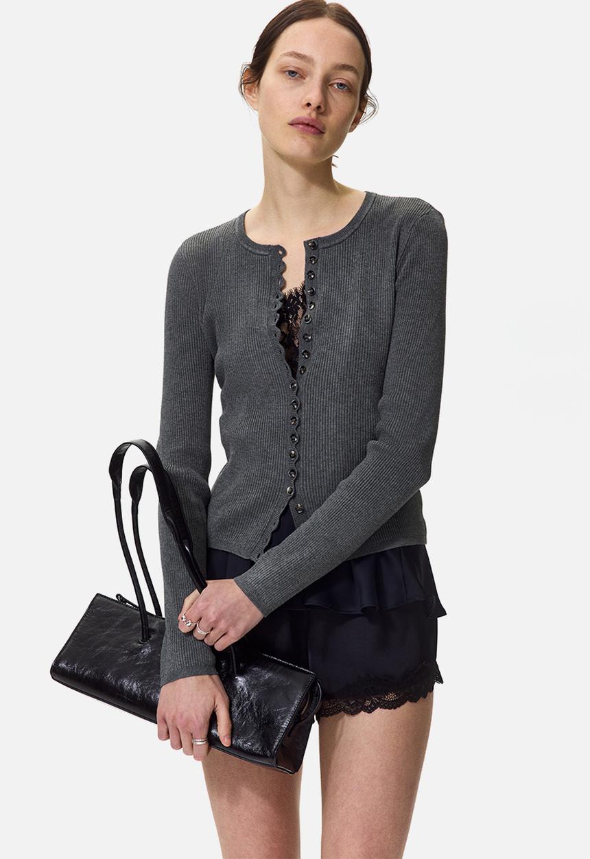 H&M - Ribbed cardigan - dark grey marl