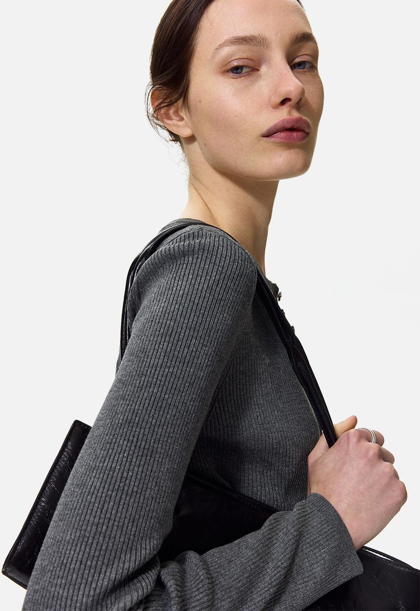 H&M - Ribbed cardigan - dark grey marl