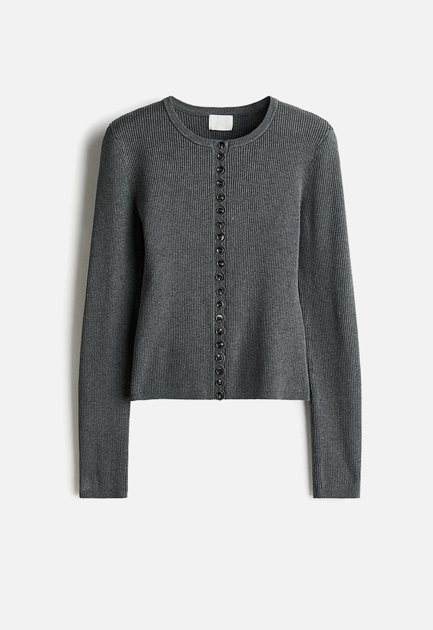 H&M - Ribbed cardigan - dark grey marl