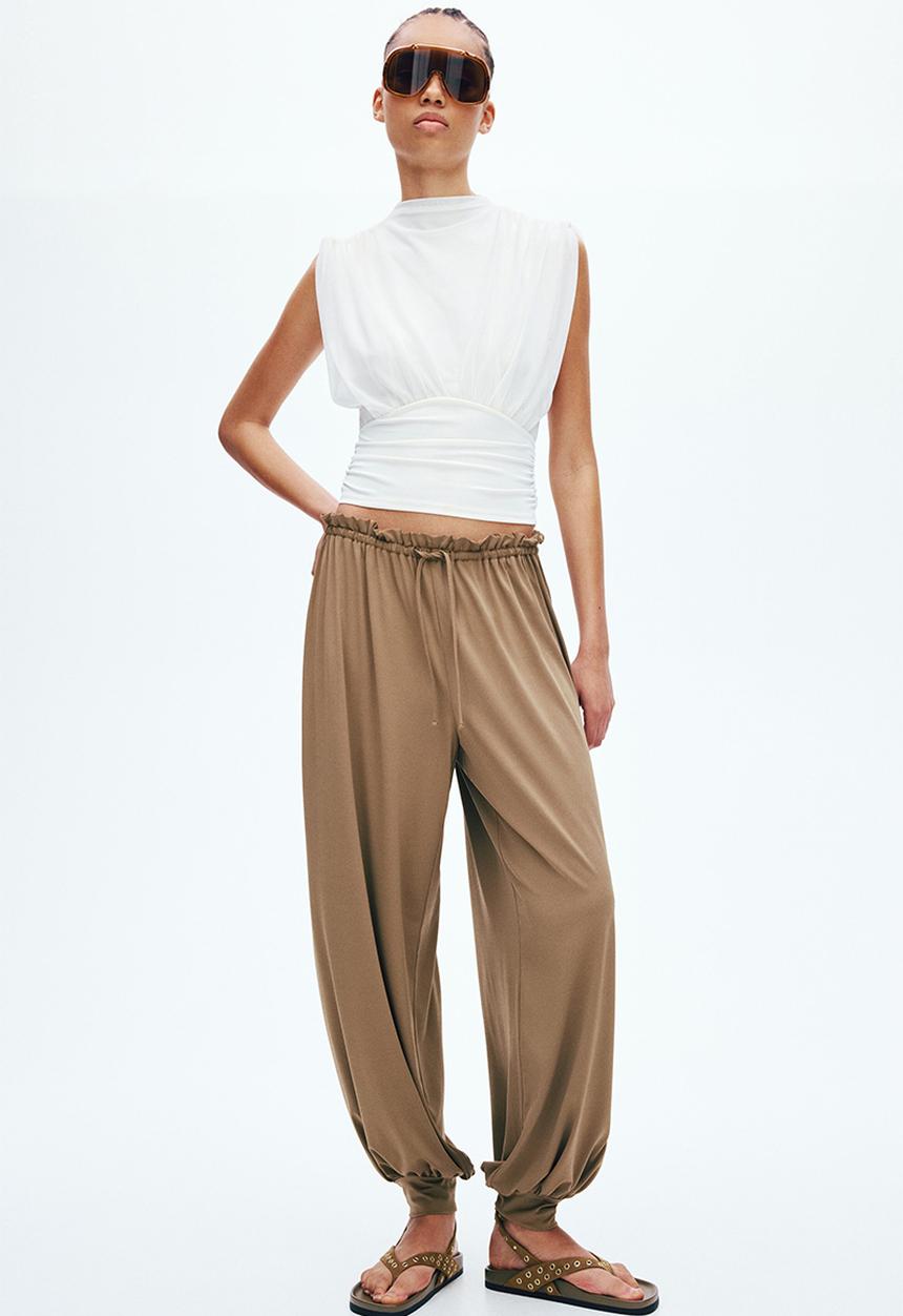 H&M - Jersey balloon trousers - olive green