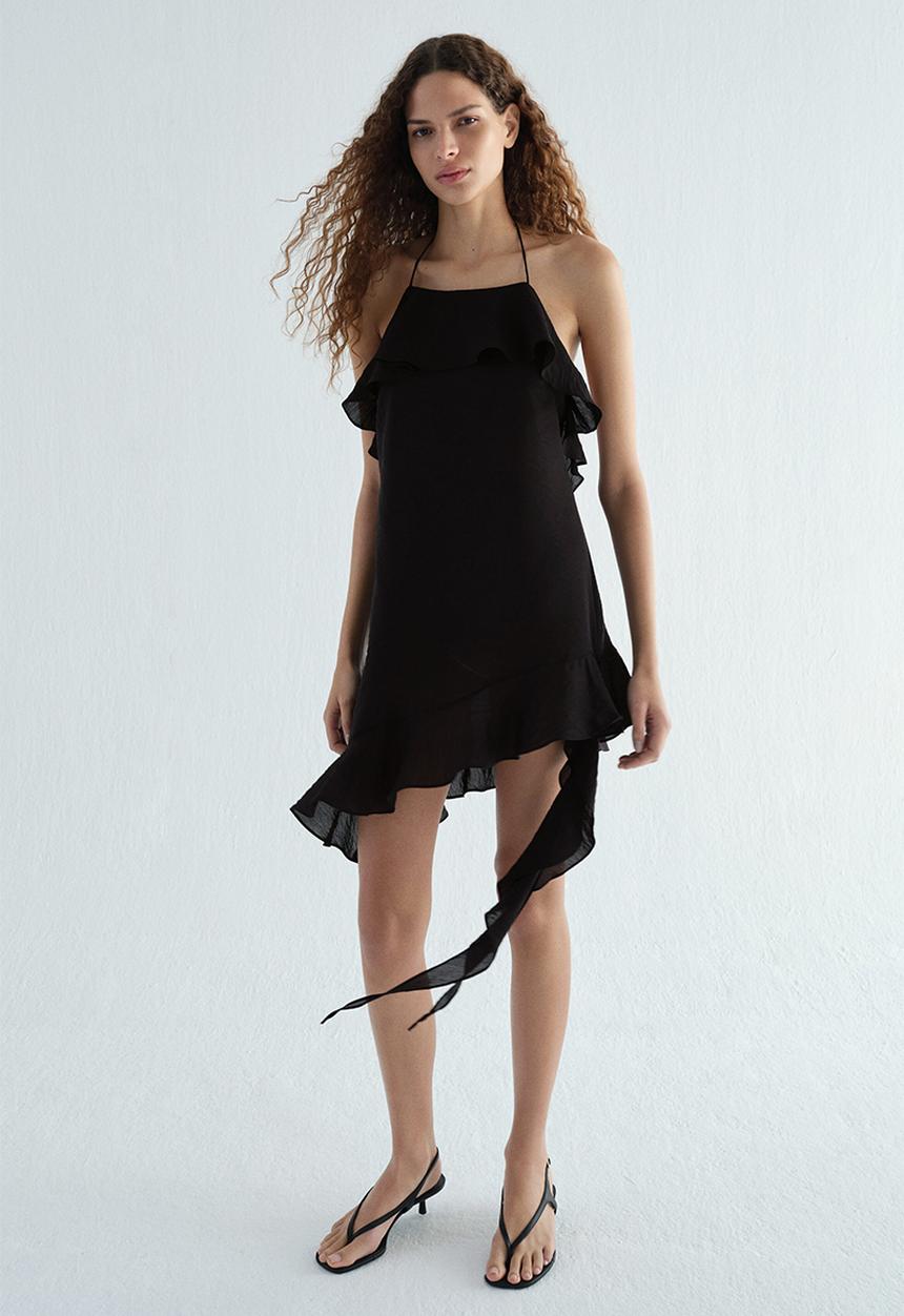 H&M - Flounced halterneck dress - black