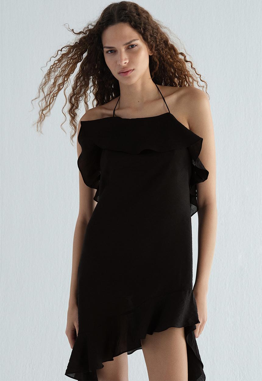 H&M - Flounced halterneck dress - black