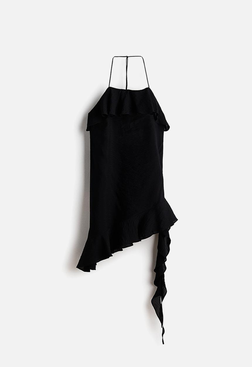 H&M - Flounced halterneck dress - black