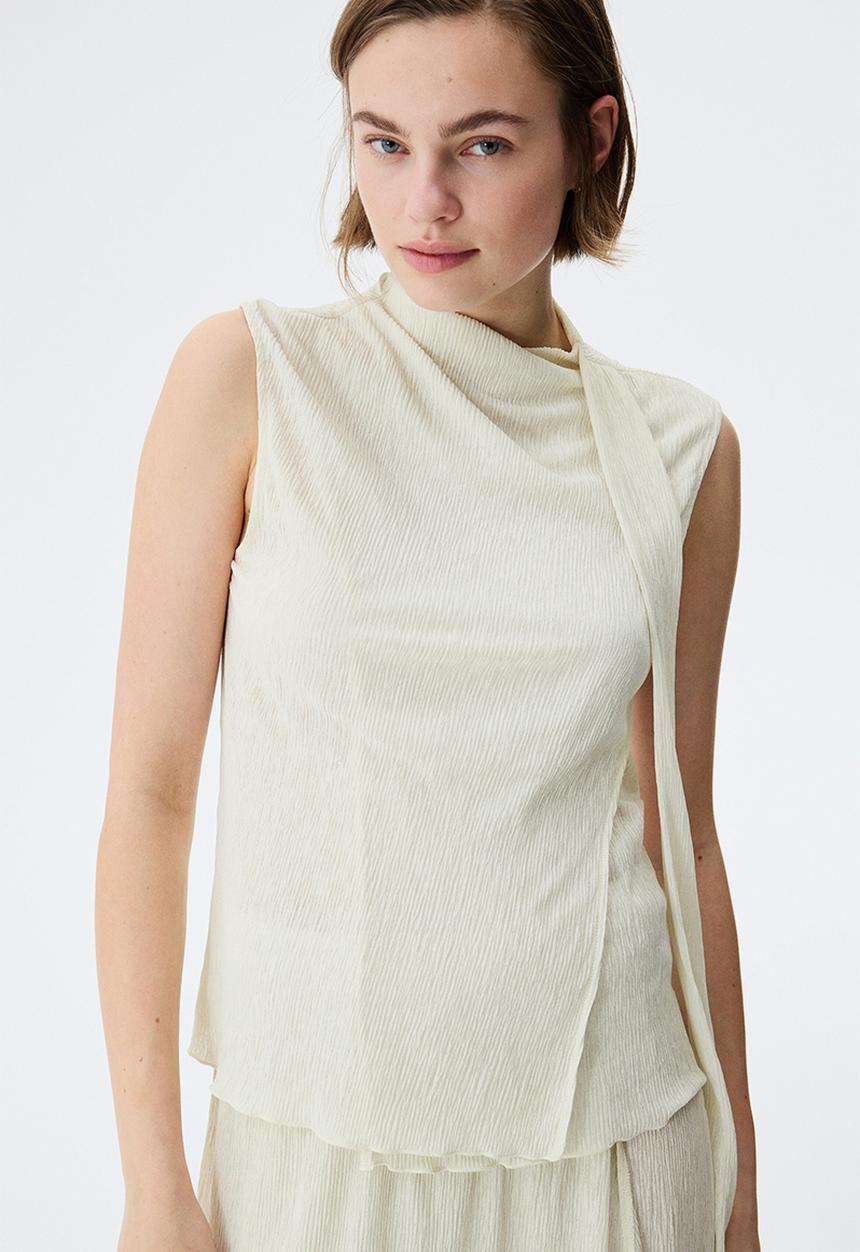H&M - Scarf-detail top - light beige