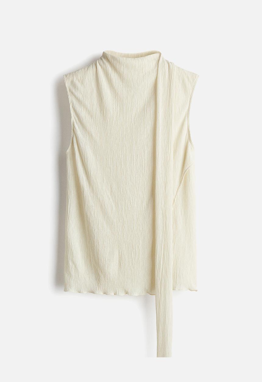 H&M - Scarf-detail top - light beige