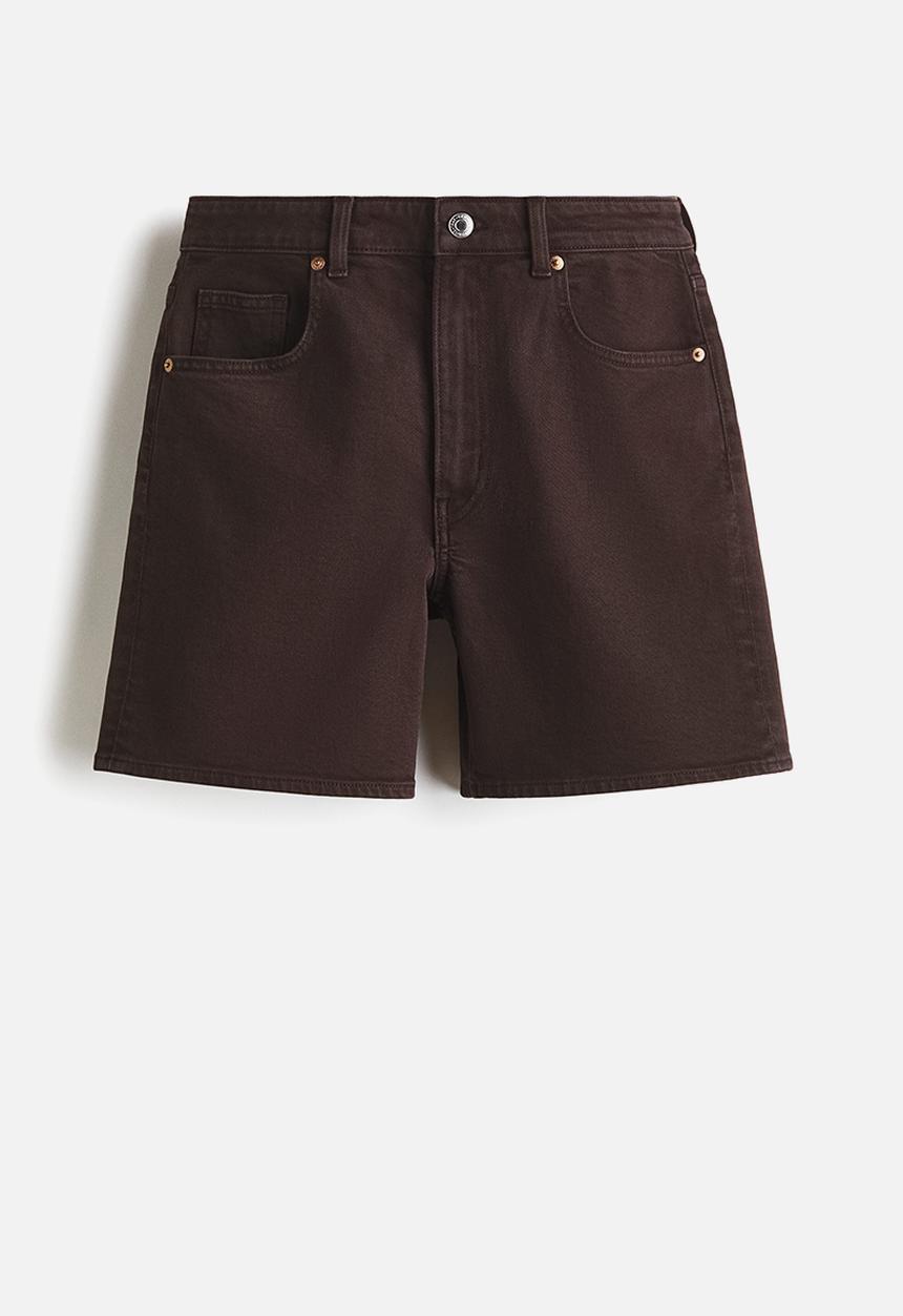 H&M - High-waisted denim shorts - dark brown