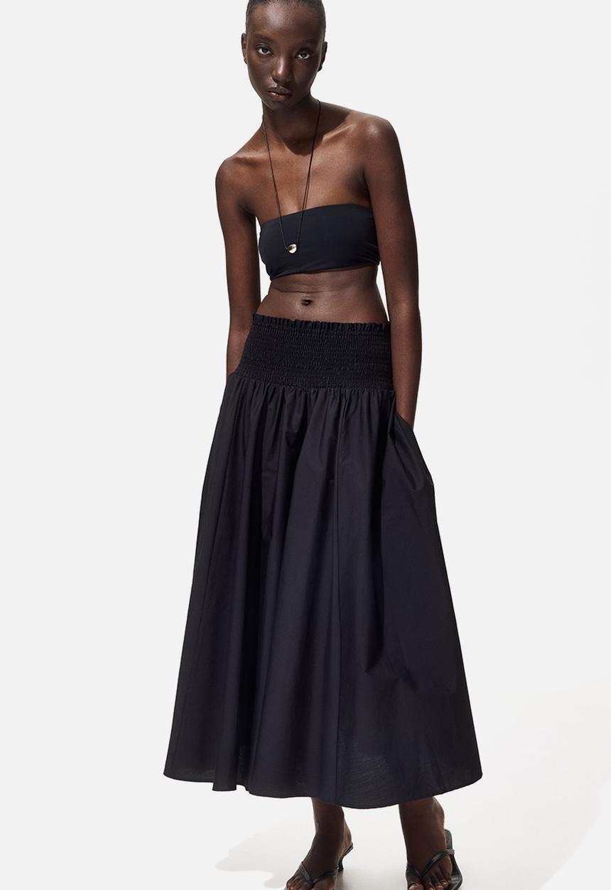 H&M - Smocked-waist skirt - black