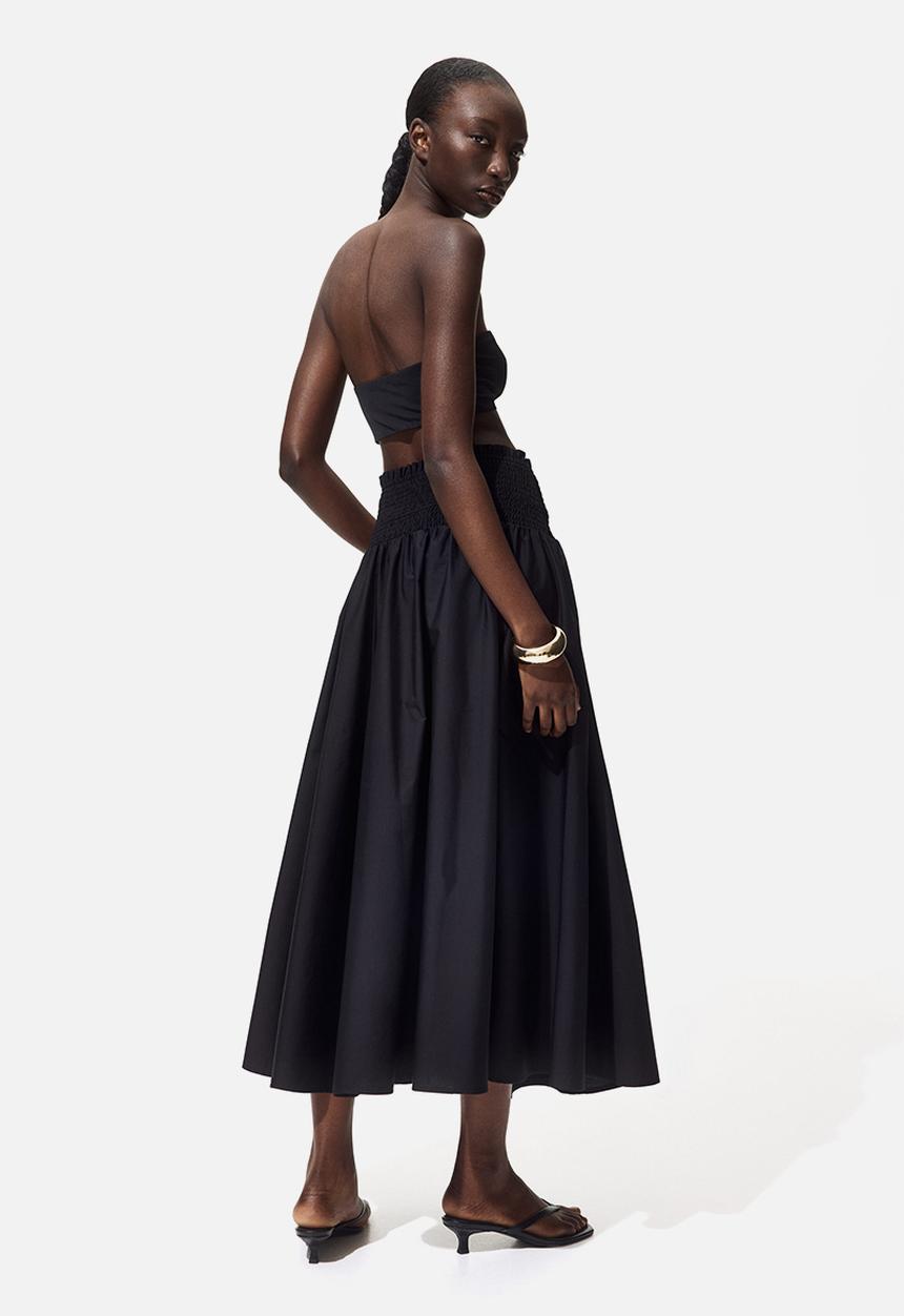 H&M - Smocked-waist skirt - black