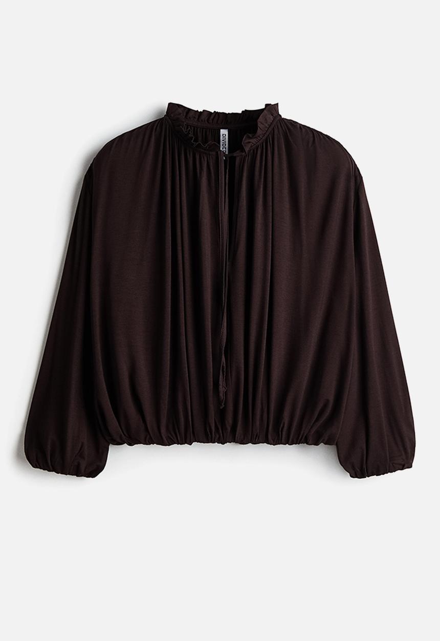 H&M - Gathered viscose top - dark brown