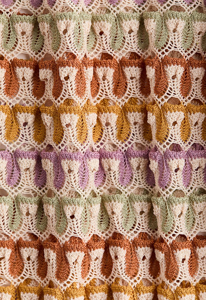 H&M - Crochet-look cape top - light beige/purple/green