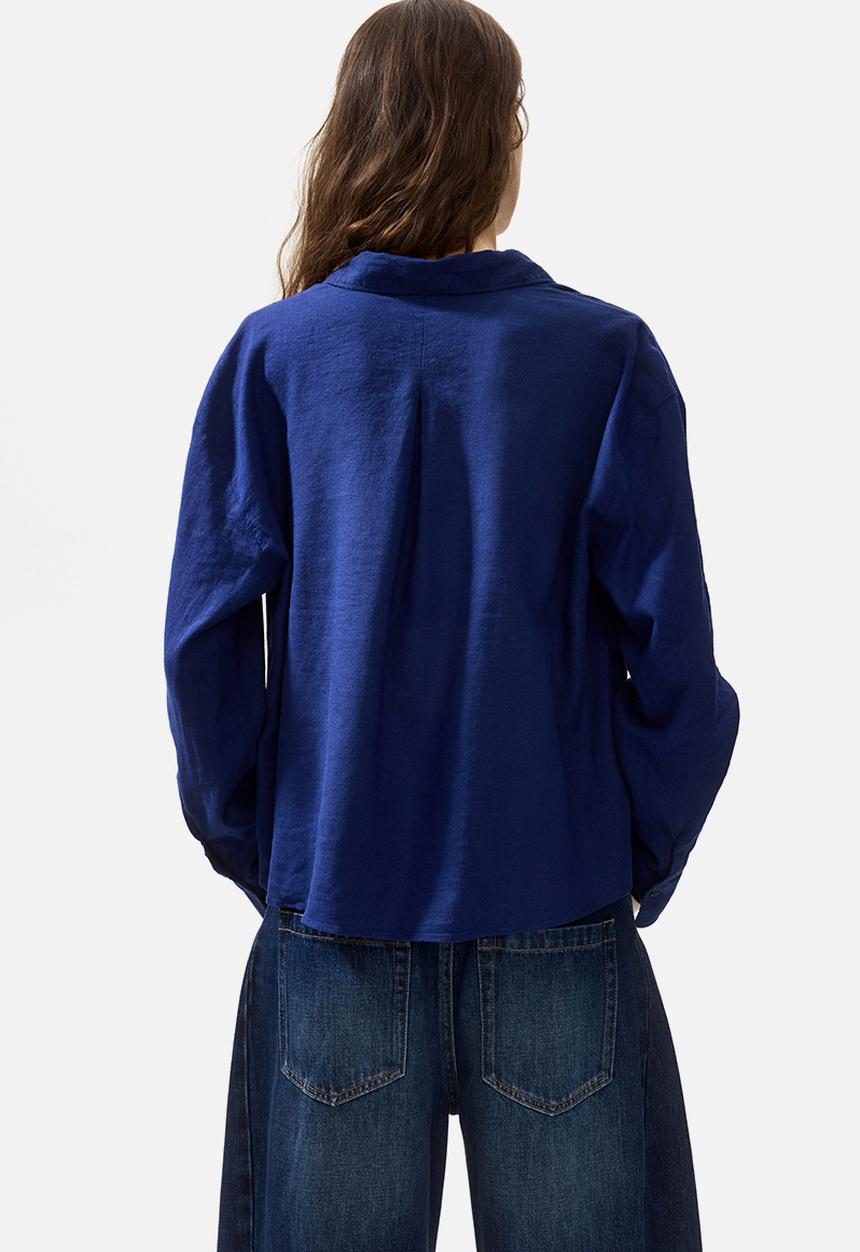 H&M - Linen-blend shirt - dark blue
